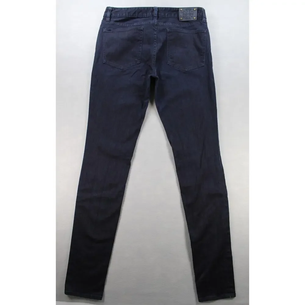 Tory Burch Super Skinny Jean Leggings Women's 31 Dark Wash Gold Hardware